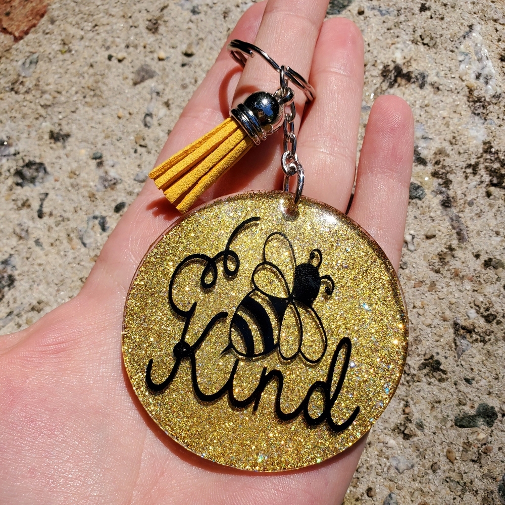 Bee kind custom keychains